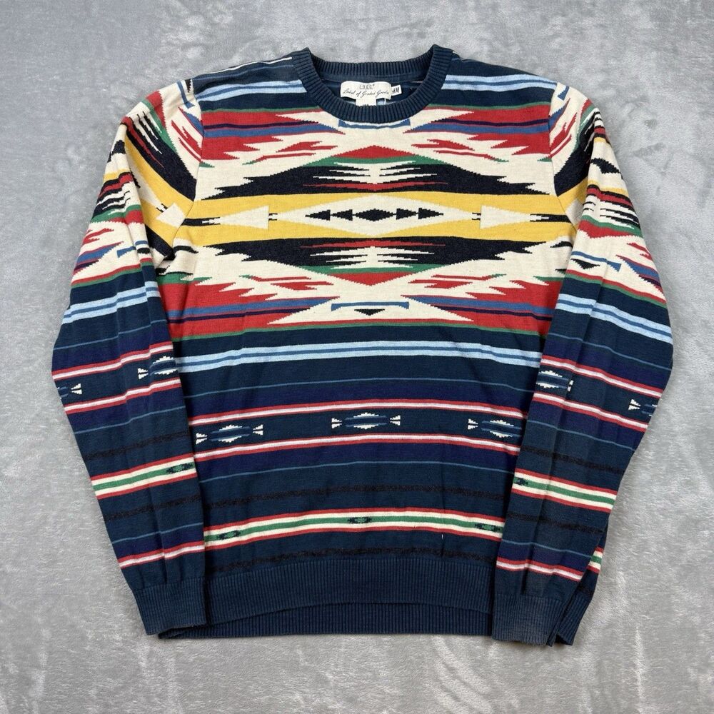 H&M L.O.G.G. Southwestern Aztec Geometric Knit Sweater Men’s XL Multicolor